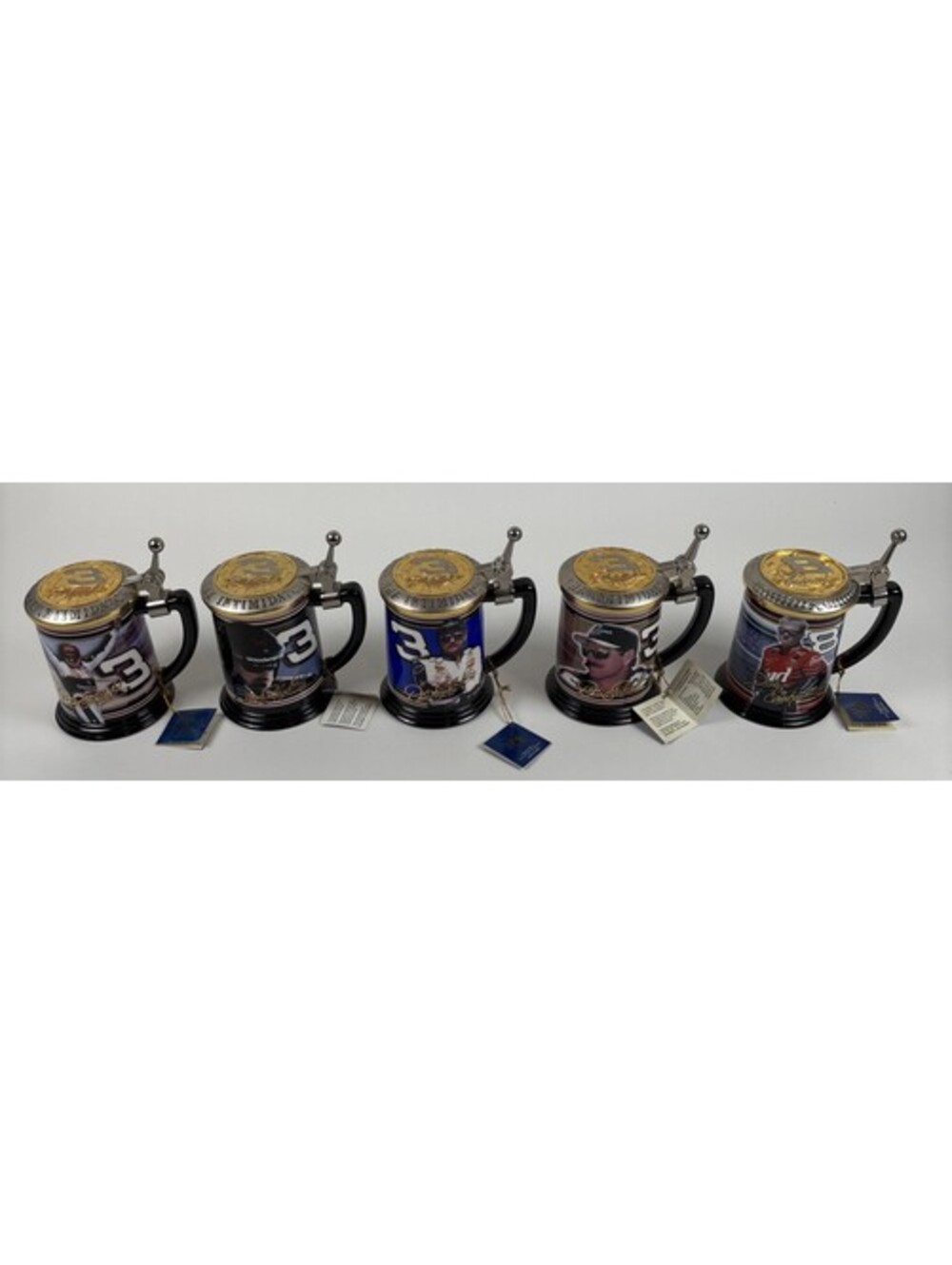 Dale Earnhardt #3 Collector Tankards NASCAR Franklin Mint Set of 5 Dale Jr